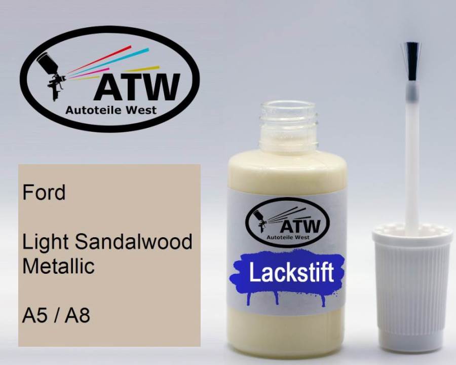 Ford, Light Sandalwood Metallic, A5 / A8: 20ml Lackstift, von ATW Autoteile West.